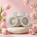Oval Stone-Set Marquise Halo Drop Earrings, close-up detail