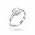 Silvme 925 Sterling Silver Classic Pearl Ring for Women, elegant silver jewellery gift