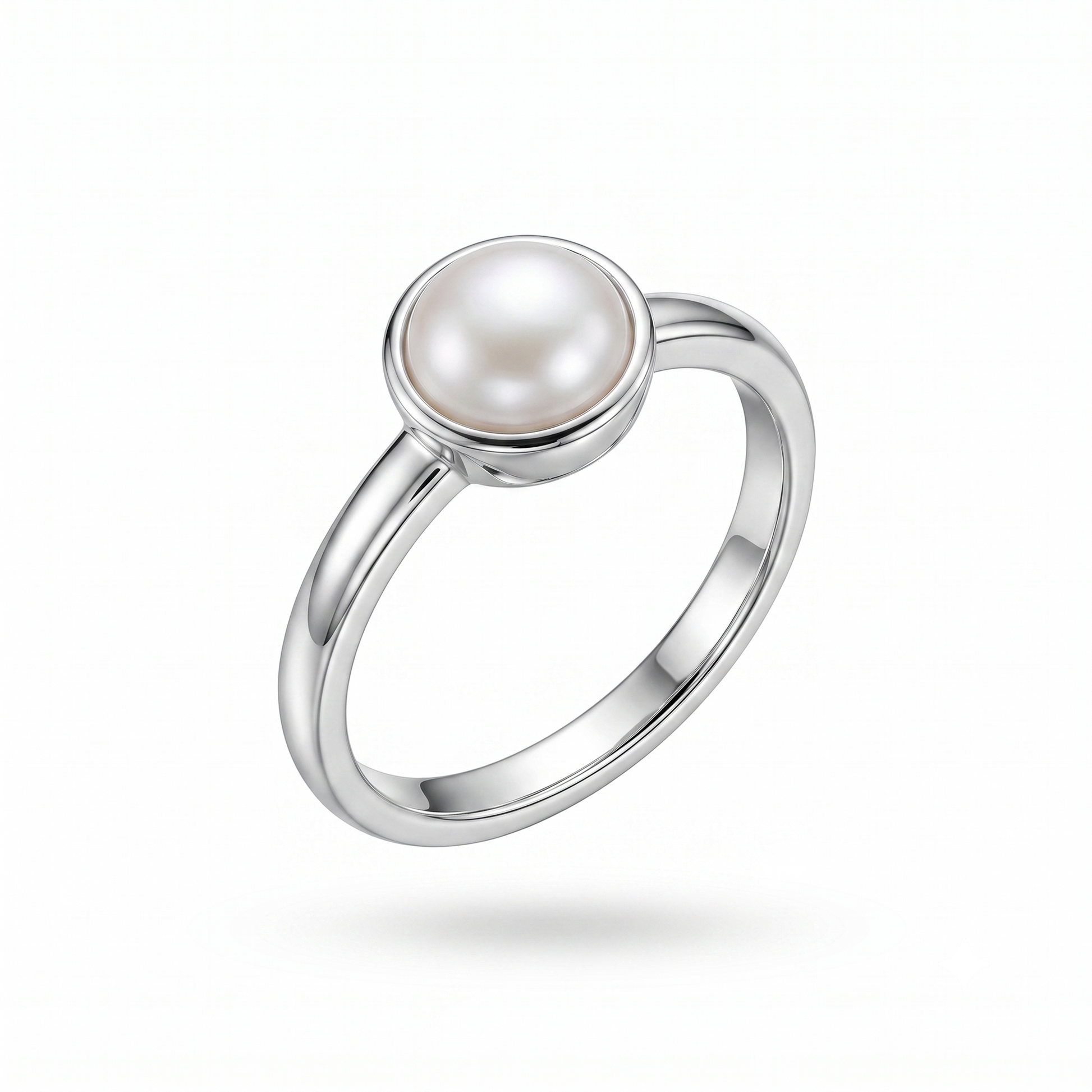 Silvme 925 Sterling Silver Classic Pearl Ring for Women, elegant silver jewellery gift