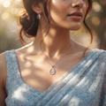 Silvme 925 silver teardrop pendant and drop earrings with cubic zirconia, styled product image