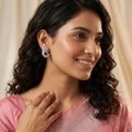 Blue Stone-Set Halo Feather-Leaf Stud Earrings, additional product view 6