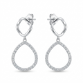 Silvme Pure 925 Sterling Silver Twisted Knot Open Teardrop CZ Drop Earrings — Front View