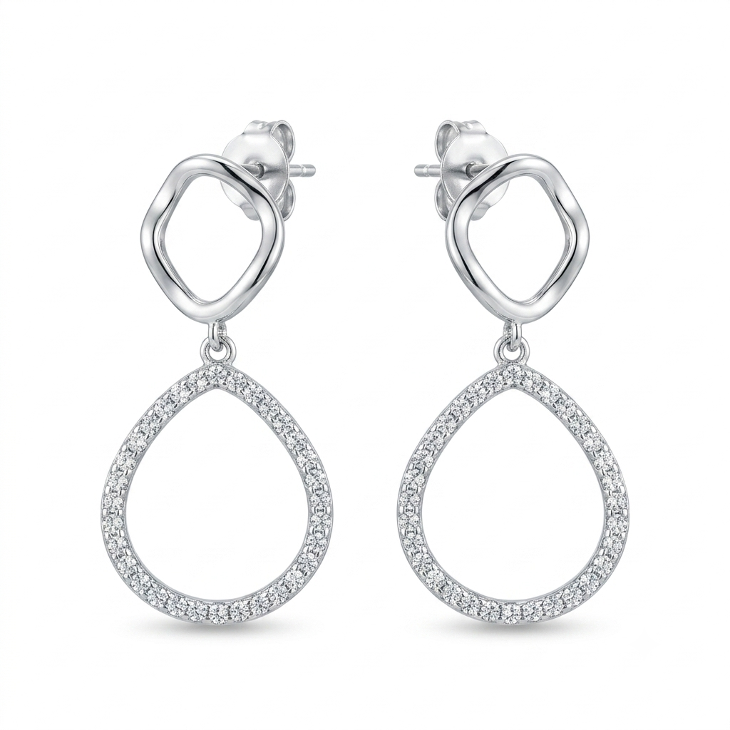 Twisted Knot Open Teardrop Stone-Set Drop Earrings, front product view