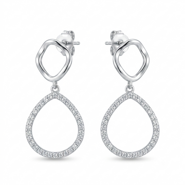 Twisted Knot Open Teardrop Stone-Set Drop Earrings, front product view