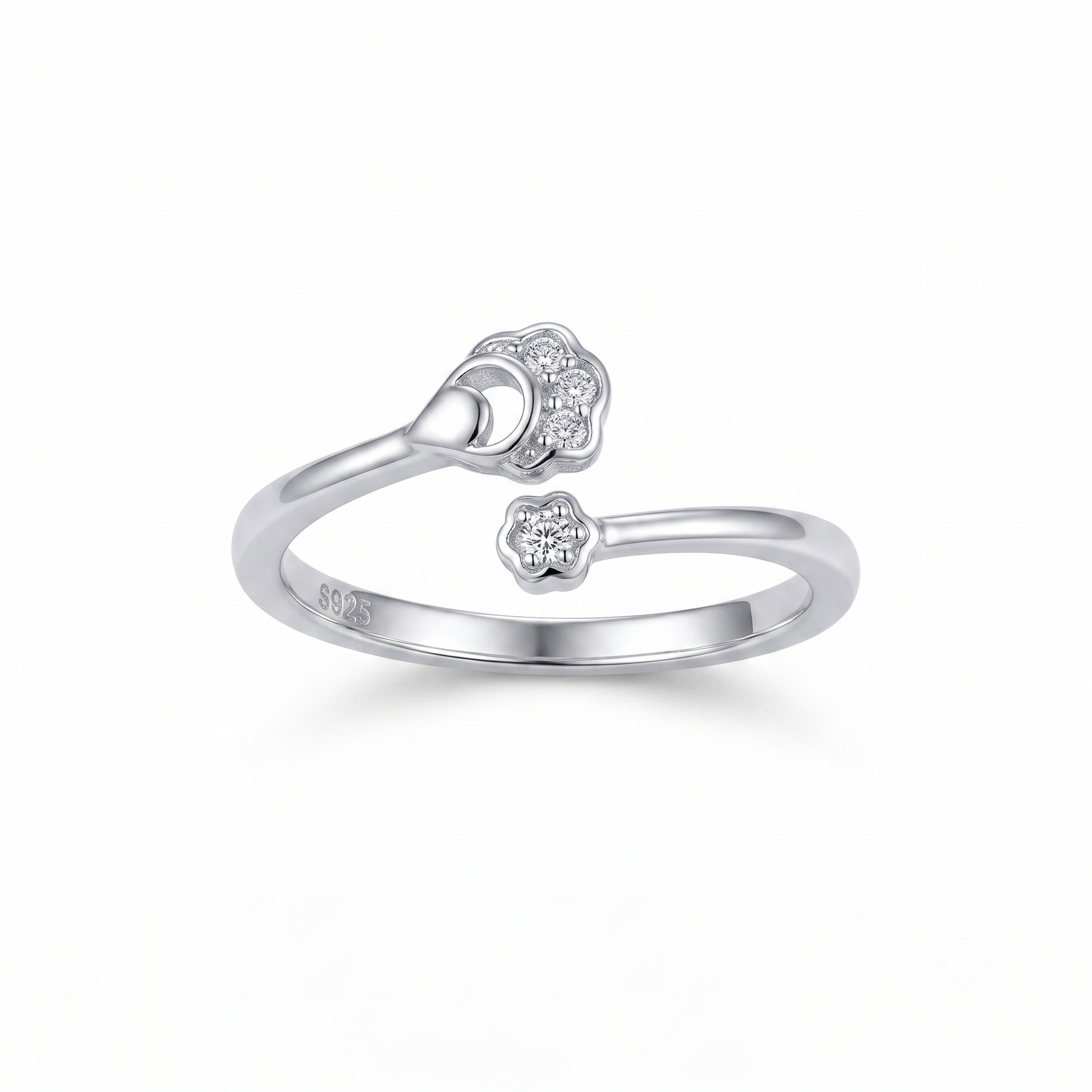 Silvme Classic Birthday 925 sterling silver ring for women — front view on white background