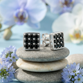 Black Square Cluster Stud Earrings, additional product view 7