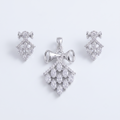 Silvme pure 925 sterling silver kite cluster pendant necklace and drop earrings set with cubic zirconia, styled setting image