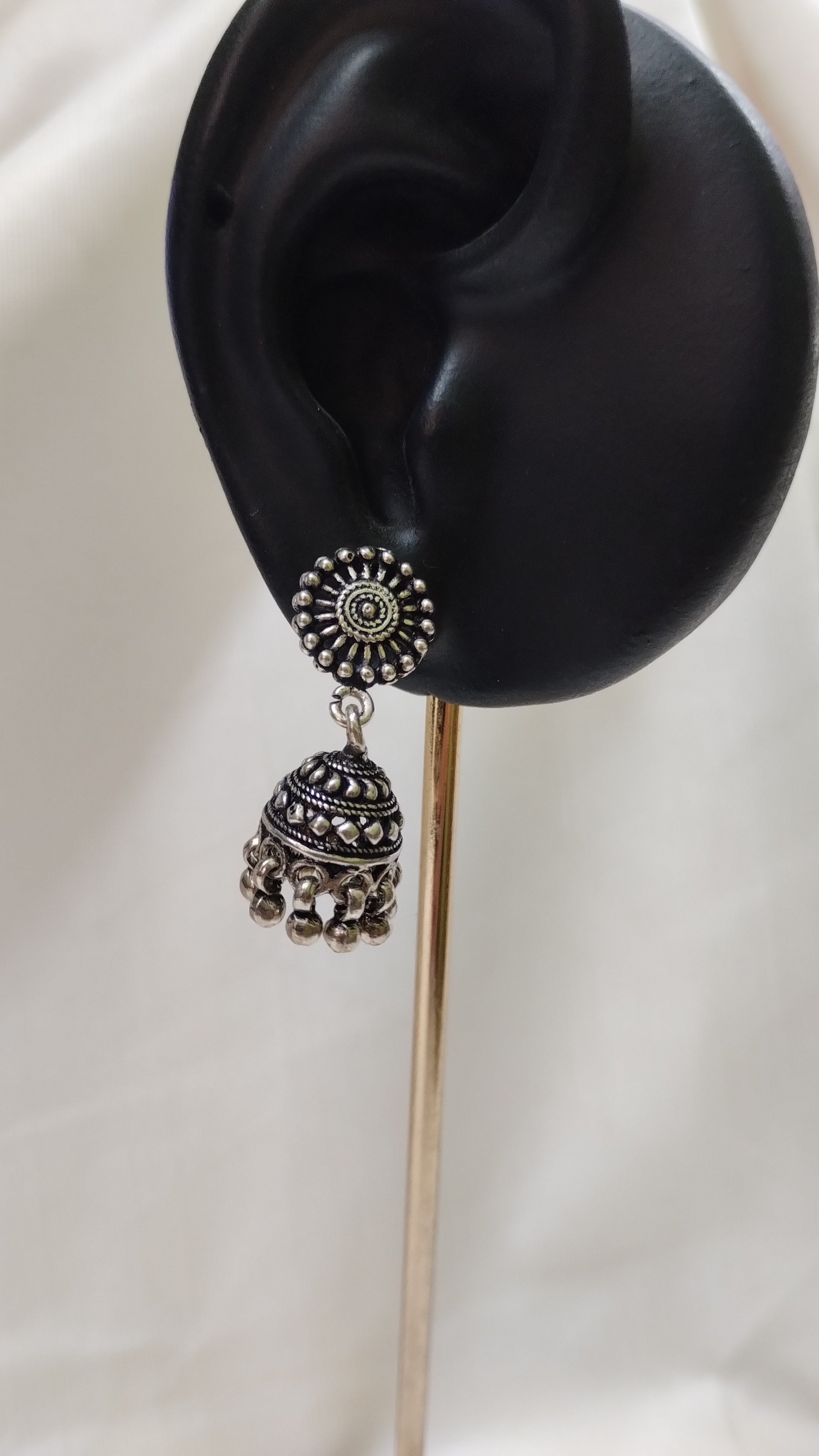 Silvme Pure 925 Sterling Silver Mandala Disc Jhumka Silver Earrings — View 5