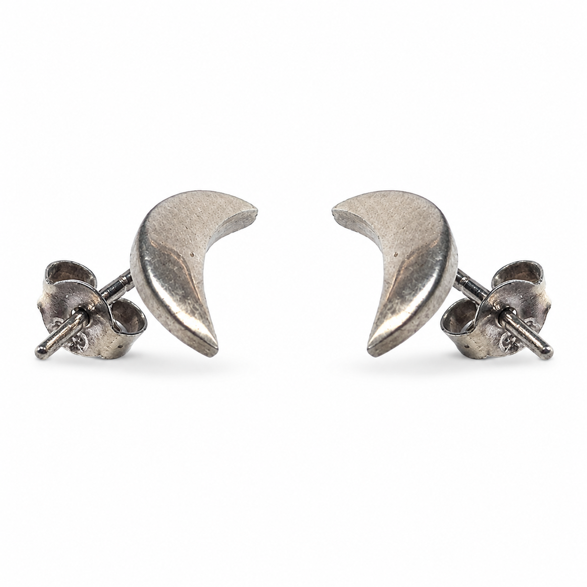 Crescent 925 silver stud earrings for women, gift for daughter, styled with soft light