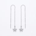 Stone-Set Pave Star Charm Threader Earrings, front product view