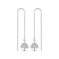 Silvme Pure 925 Sterling Silver CZ Tree of Life Threader Earrings — View 8