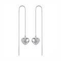 Split Heart Pave Stone-Set Threader Earrings, front product view