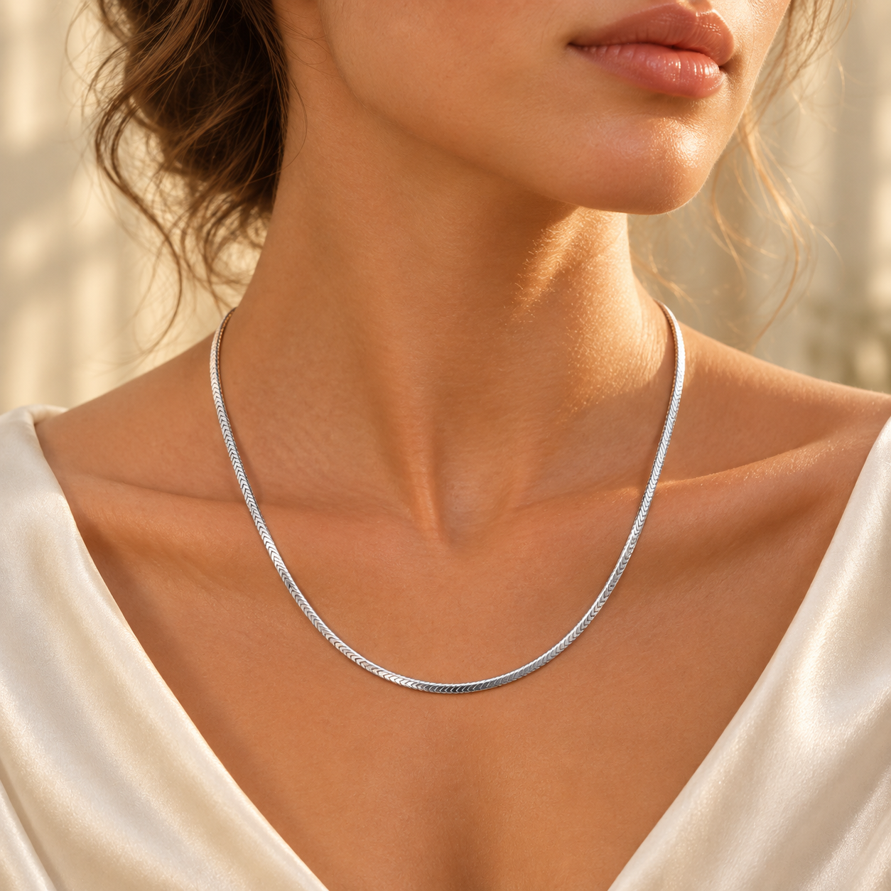 Silvme 925 silver rhodium-plated neck chain, approx. 3.92 g, rhodium over solid 925 silver