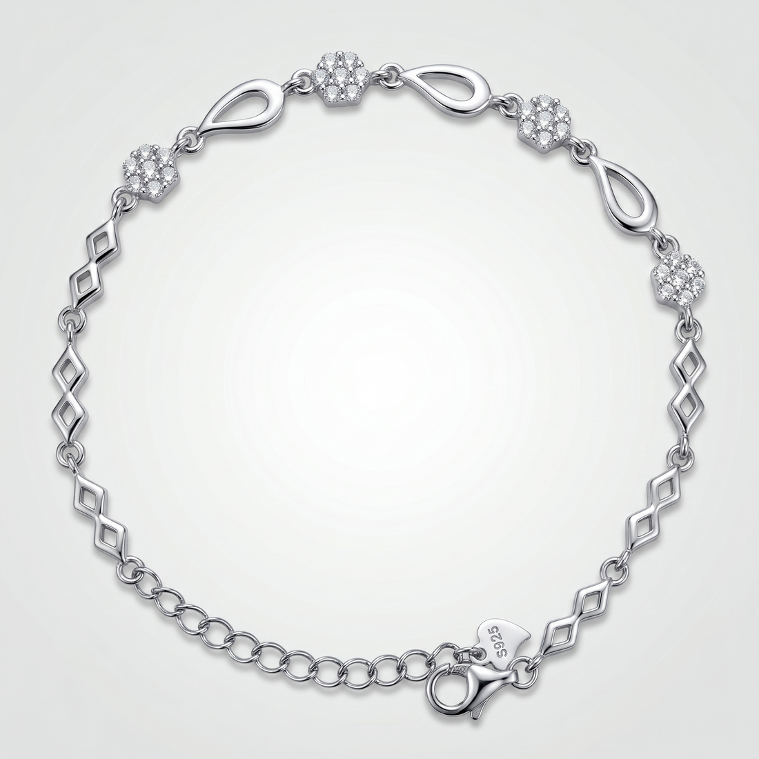 Silvme Infinity Link Bracelet, crafted in 925 sterling silver for women, refined silver accessory