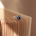 Silvme 925 Sterling Silver Blue Evil Eye Ring for Women, elegant silver jewellery gift