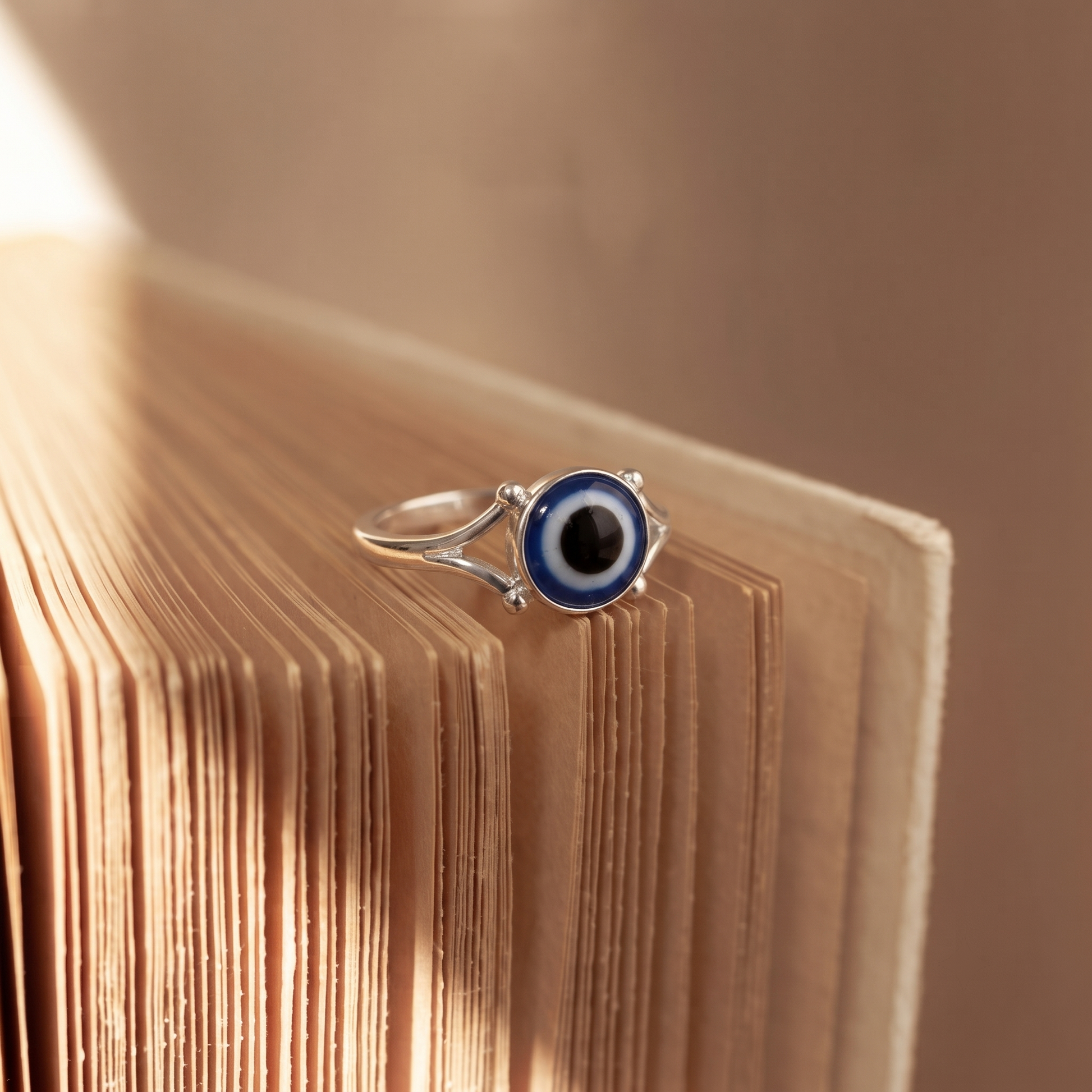 Silvme 925 Sterling Silver Blue Evil Eye Ring for Women, elegant silver jewellery gift