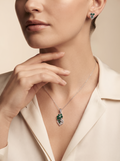 Silvme 925 silver green floral pendant and stud earrings with green cubic zirconia, styled product image