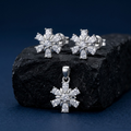 Snowflake 925 sterling silver pendant and stud earrings jewellery set with cubic zirconia by Silvme â€” pendant close-up