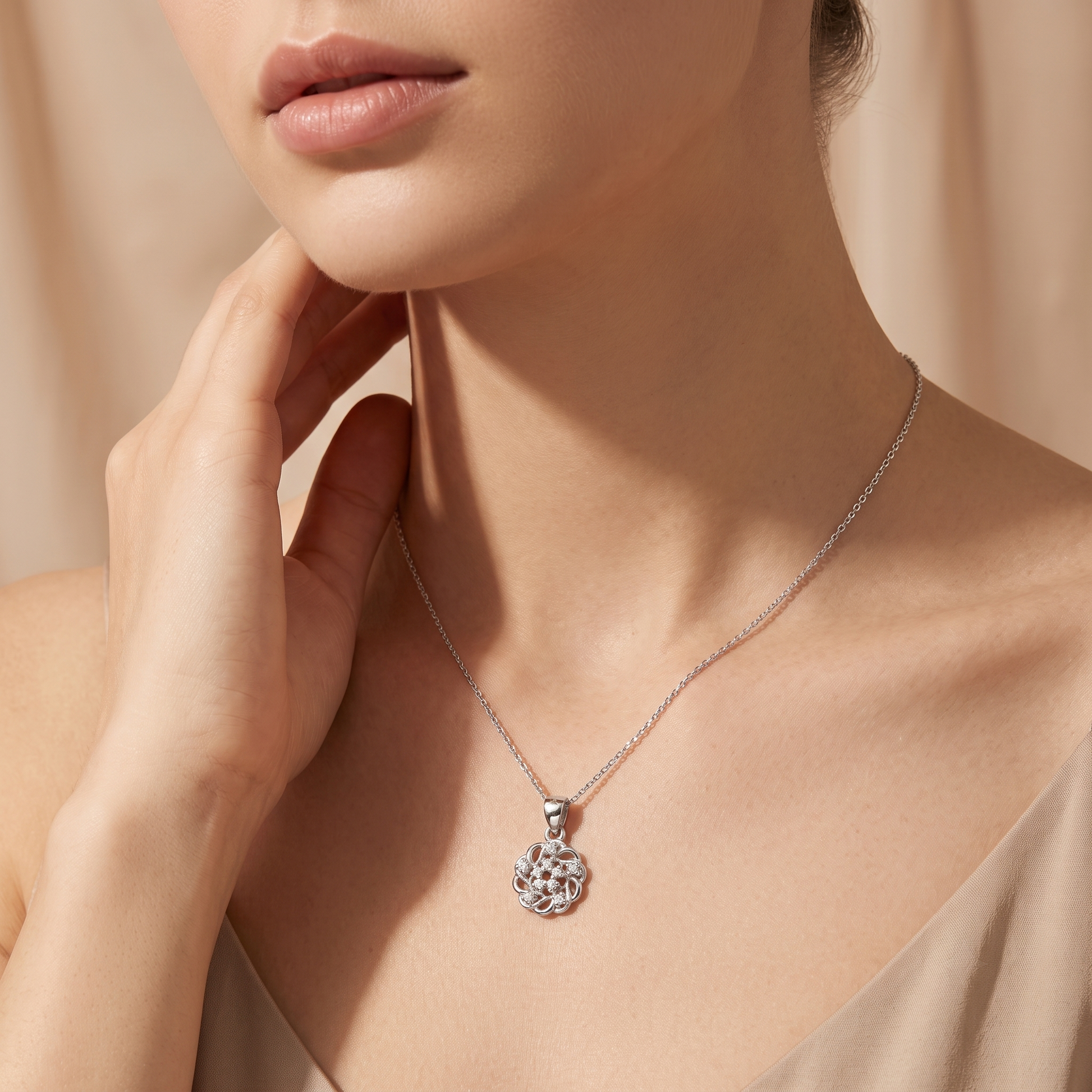 Silvme Artistic Pendant Necklace Creative Gift with its softly polished 925 silver surface