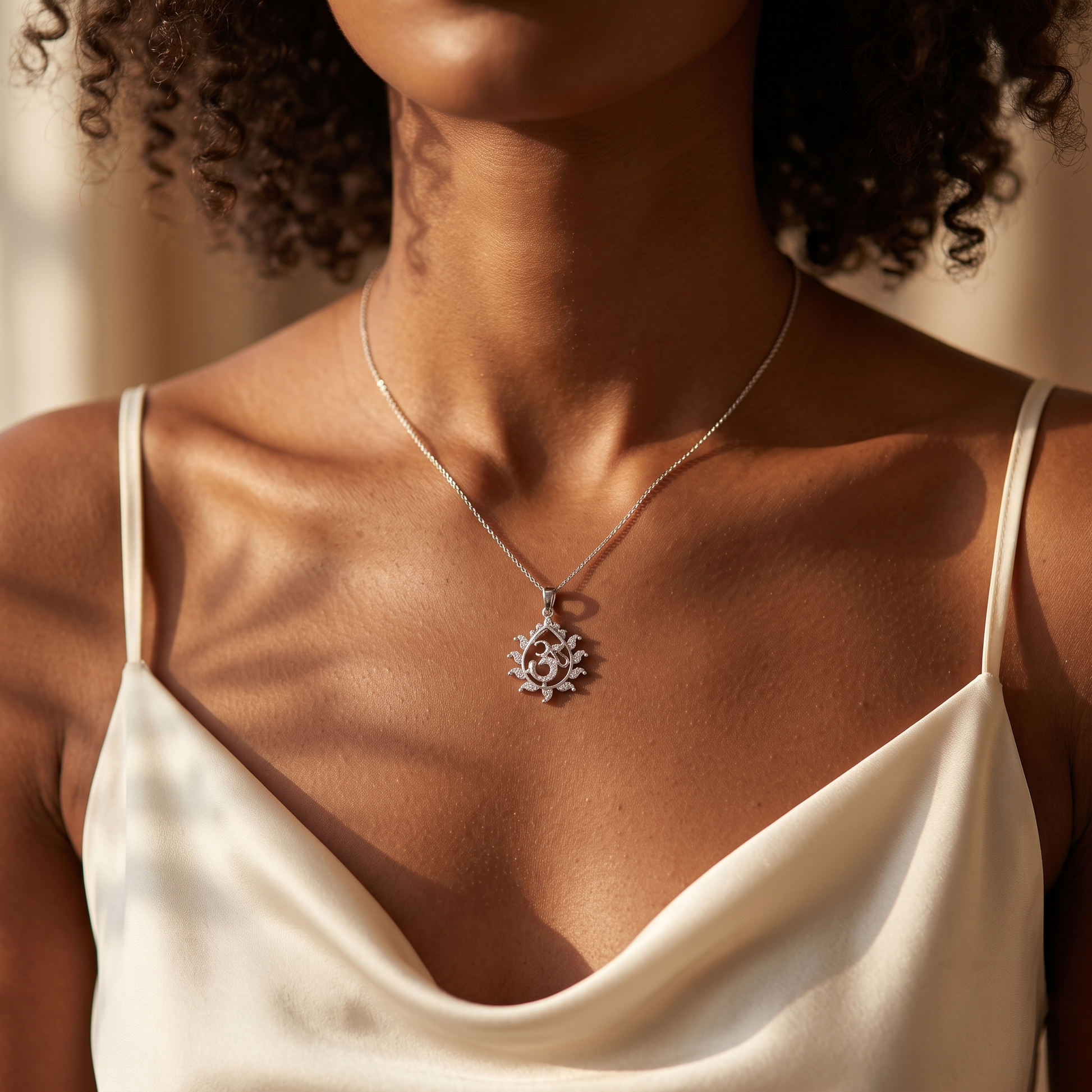 Silvme Festive Pendant Necklace Diwali Gift with its softly polished 925 silver surface, premium silver jewellery