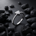 Silvme triangle stone pave sterling silver ring for women, light and easy to wear all day