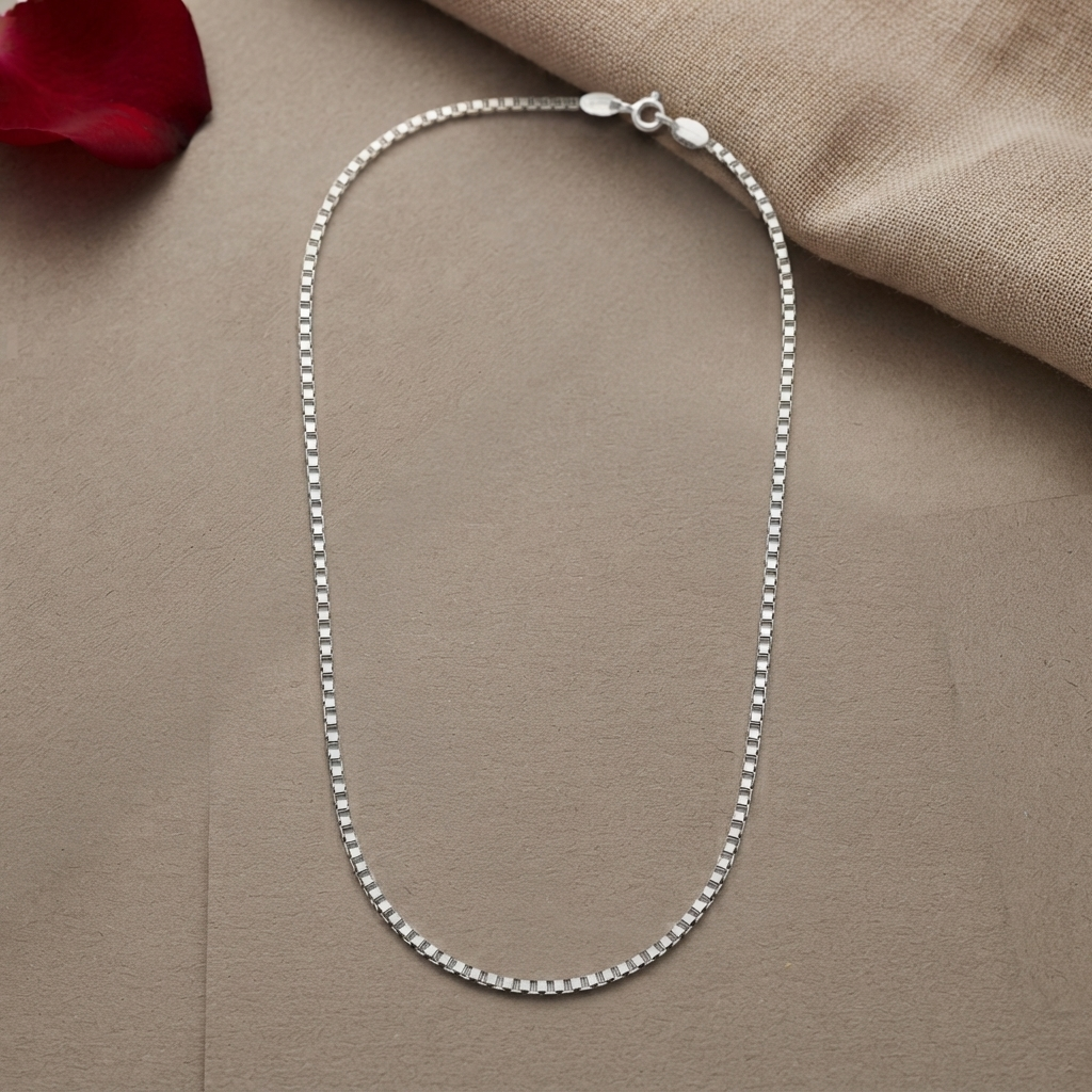 Silvme 925 silver box link neck chain, approx. 9.6 g, solid silver, not plated, sterling silver throughout
