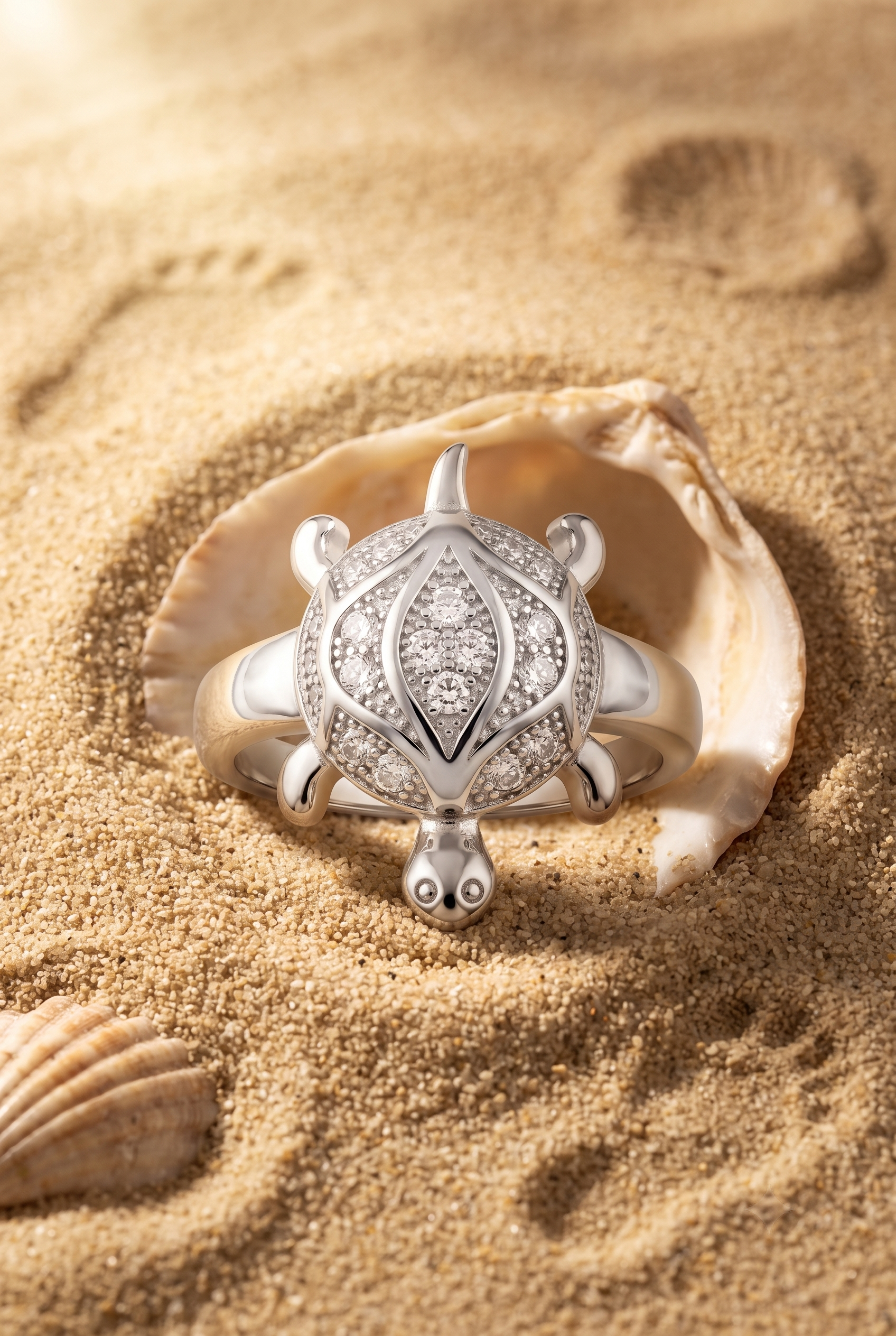 Sterling silver statement turtle ring for women for party wear, cocktail nights and reception looks