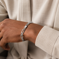 Link pattern and surface detail across the textured paperclip link bracelet by Silvme