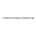 Silvme 925 sterling silver slim textured link bracelet for men laid flat on a white background