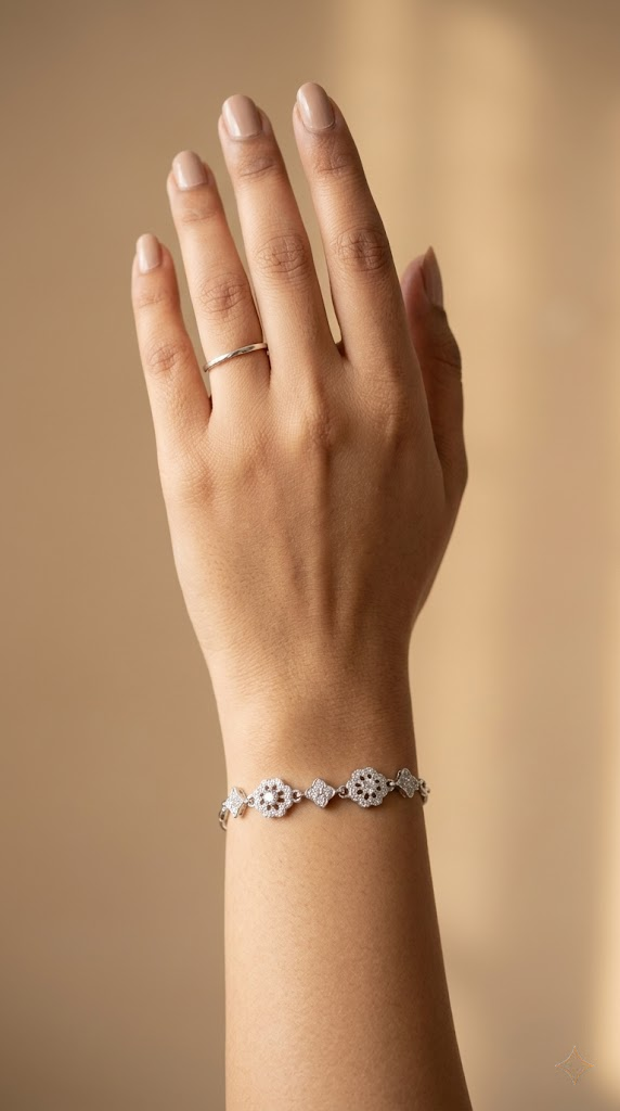 Silvme Floral Design Bracelet with its softly polished 925 sterling silver surface, timeless everyday elegance