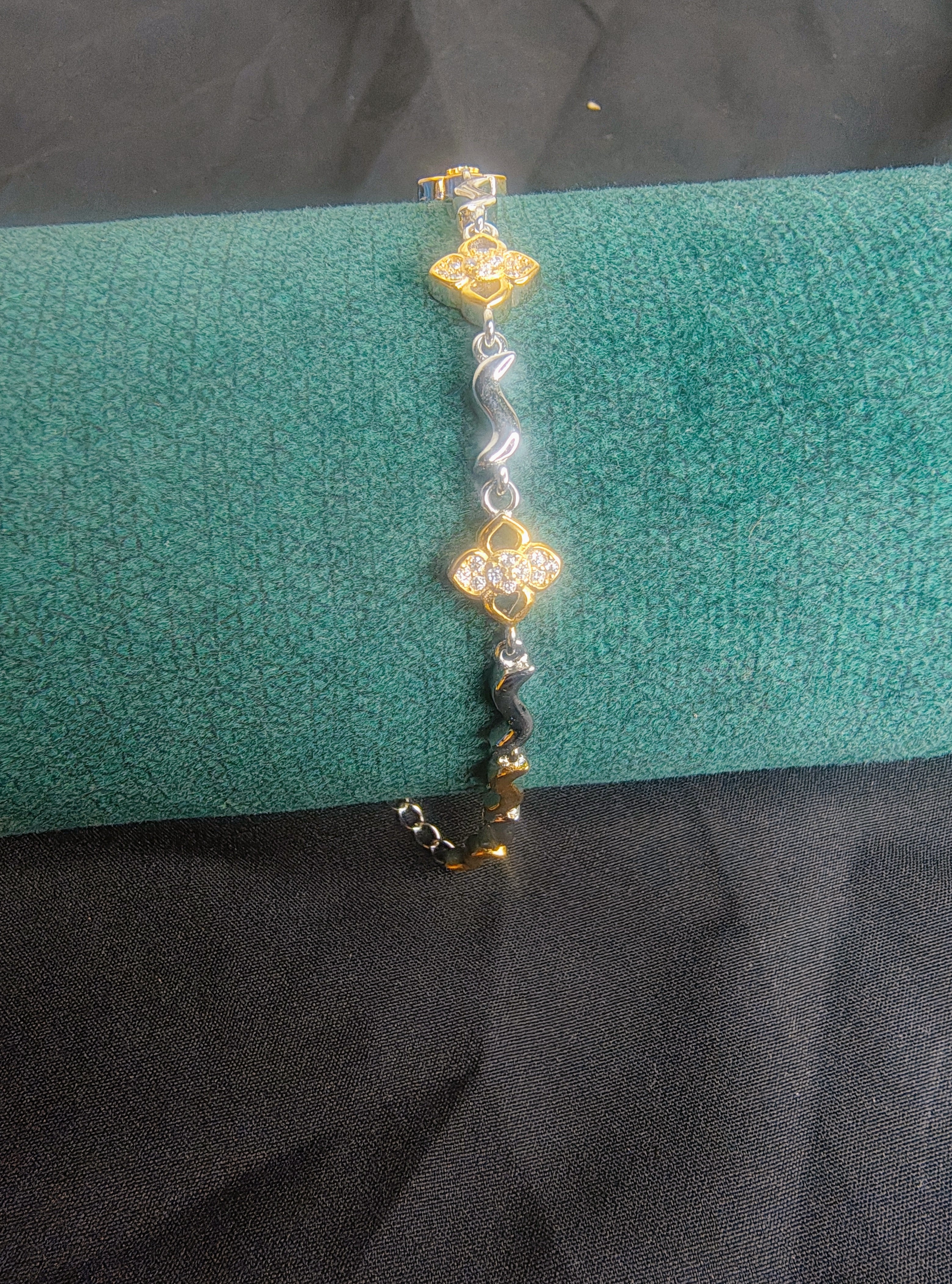 Double ring 925 silver bracelet front view links