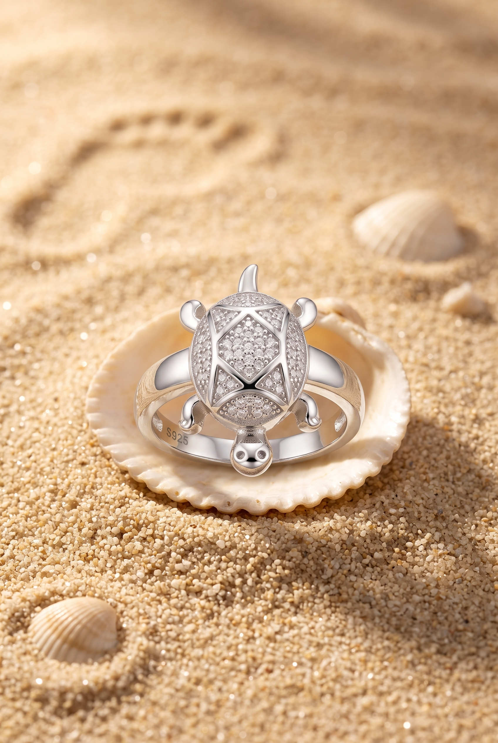 Comfort-fit 925 sterling silver marquise turtle ring for women in Indian ring sizes