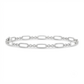 Silvme 925 sterling silver oval and bead link bracelet for men laid flat on a white background