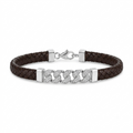Silvme braided cord bracelet with pave bar for men laid flat on a white background