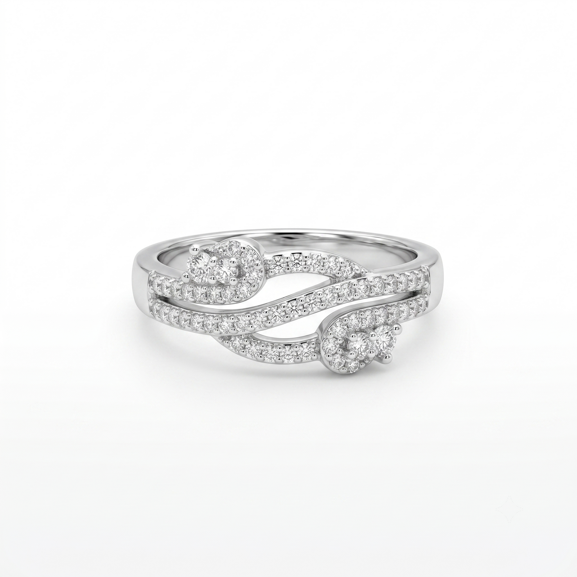 Silvme Ocean Wave Textured 925 sterling silver ring for women — top view