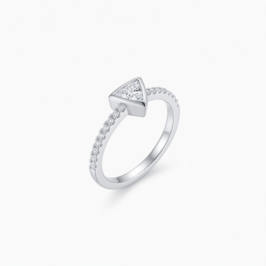 Silvme triangle stone pave 925 sterling silver ring for women with triangular centrepiece on a pave-set band