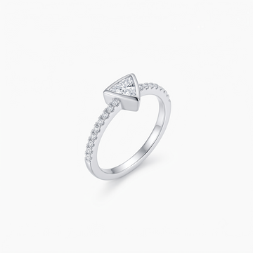 Silvme triangle stone pave 925 sterling silver ring for women with triangular centrepiece on a pave-set band