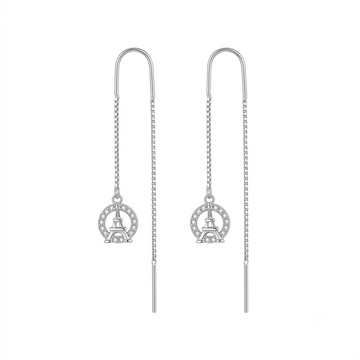 Eiffel Tower Halo Threader Earrings, front product view