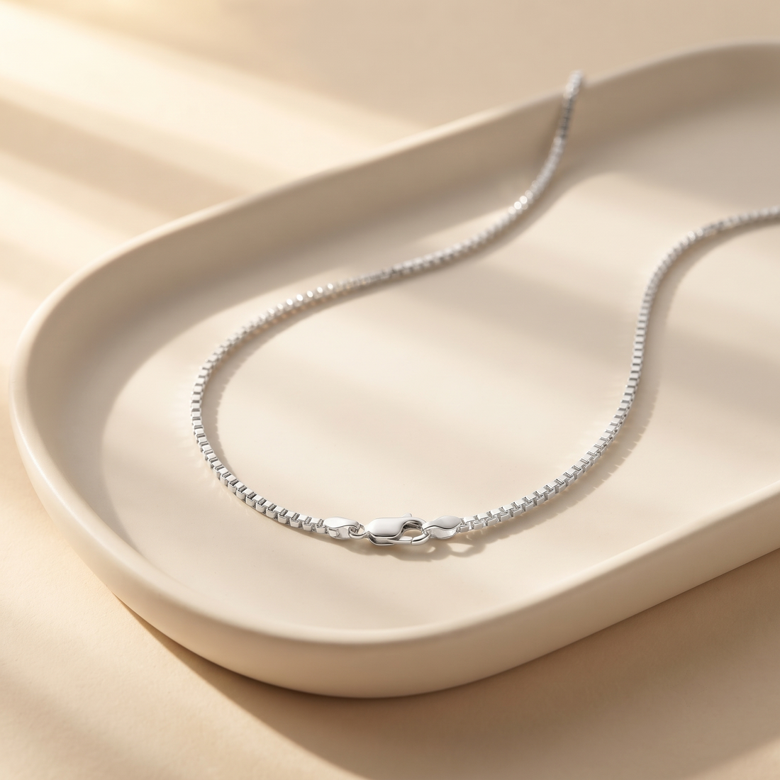 Silvme 925 silver box link neck chain, approx. 6.09 g, solid silver, not plated, sterling silver throughout