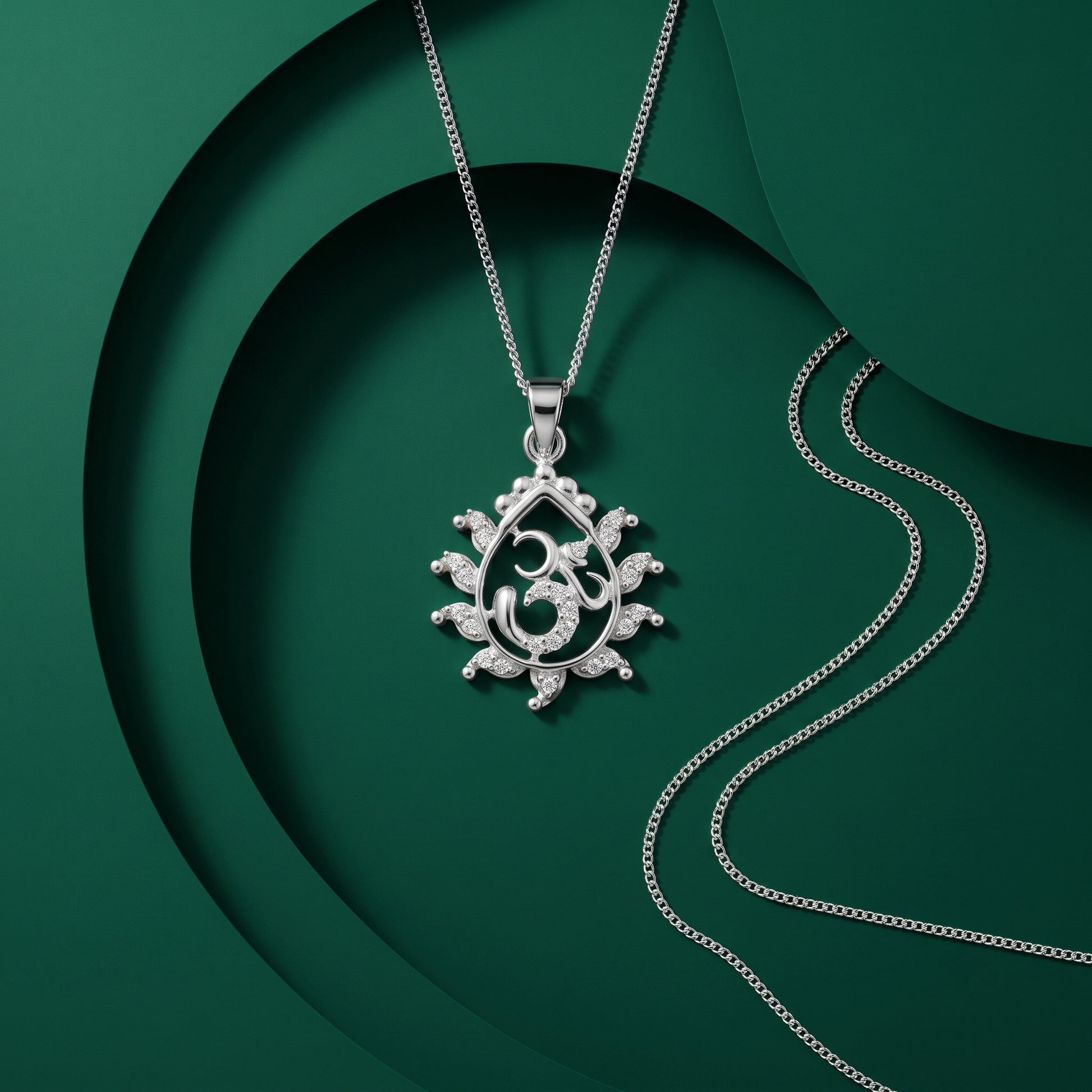 Silvme Festive Pendant Necklace Diwali Gift in 925 silver, ready for Diwali festive wear for women