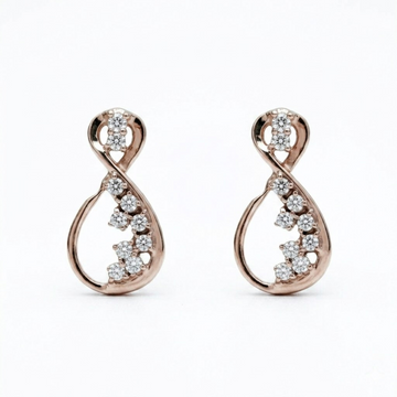 925 Sterling Silver Rose Gold Infinity Ribbon Stud Earrings