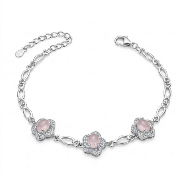 Silvme 925 Sterling Silver Flower Motif CZ Bracelet for Women | Elegant Floral Charm Bracelet