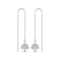 Stone-Set Tree of Life Threader Earrings, front product view