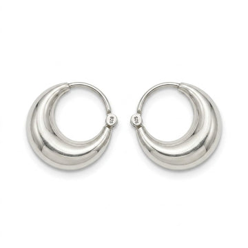 Silvme 925 Sterling Silver Chunky Round Hoop Earrings for women - white-background product photo of silver bali hoop earrings