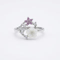 Silvme Butterfly Garden Wreath 925 sterling silver ring for women with a pearl-effect accent — front view on white background