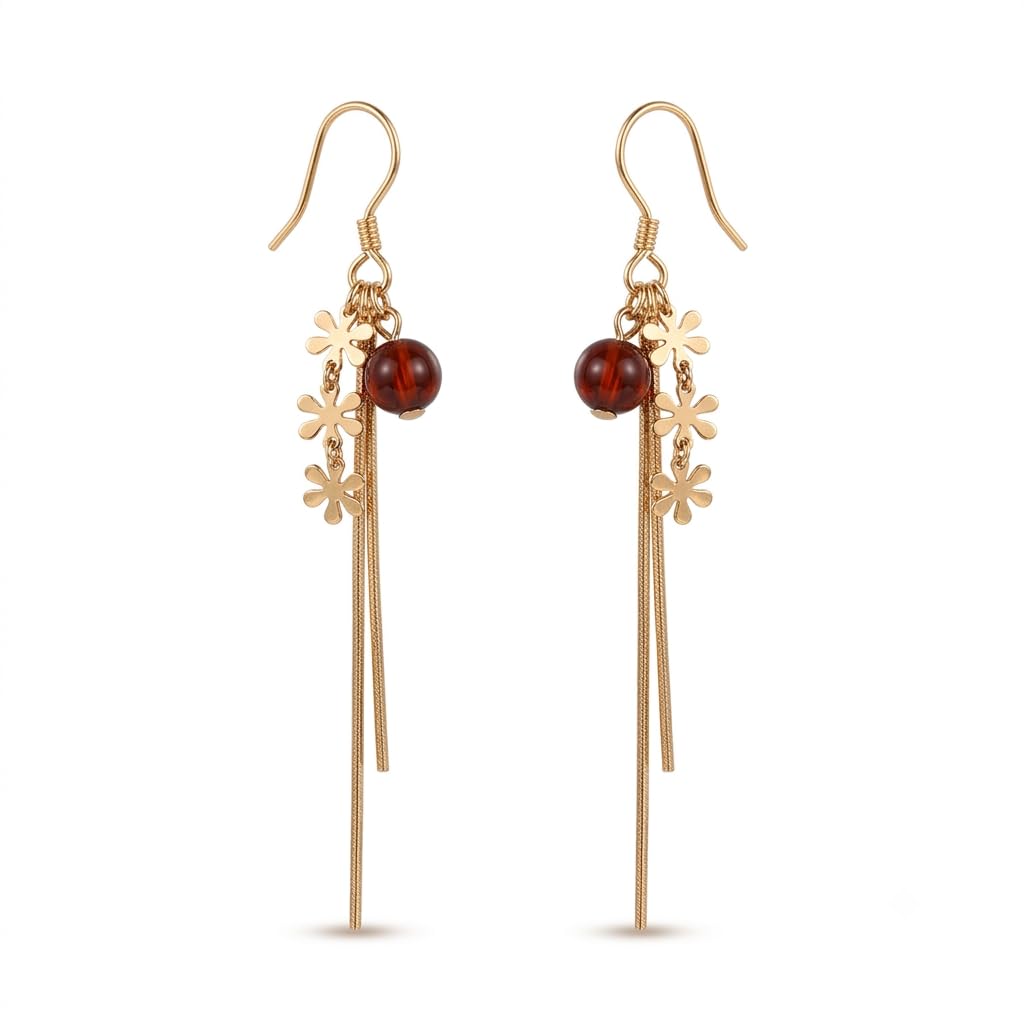 Daisy Cluster Amber-Tone Drop Earrings, front product view