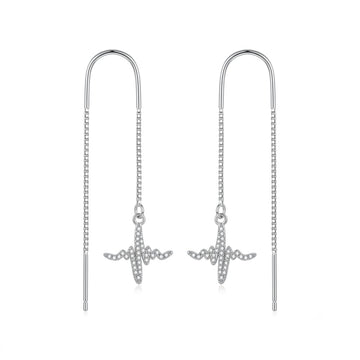 Heartbeat Pulse Wave Stone-Set Threader Earrings, front product view