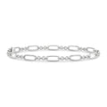 Silvme 925 sterling silver oval and bead link bracelet for men laid flat on a white background