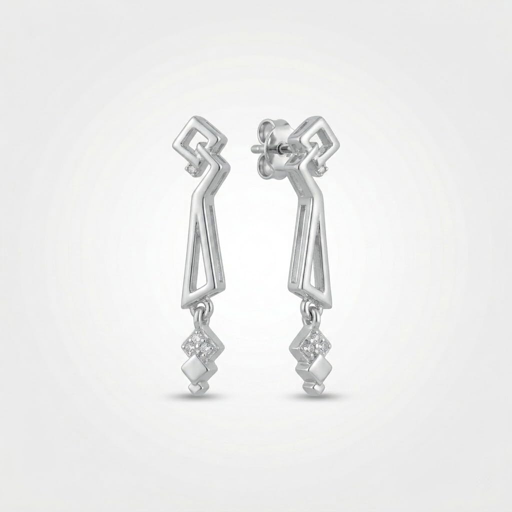 Art Deco Geometric Trapezoid Drop Earrings, front product view