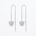 Stone-Set Butterfly Charm Threader Earrings, front product view